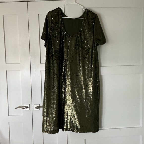Anne Klein Gold Sequin Midi Dress - Picture 2 of 4